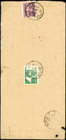 1949年成都寄基隆航空封,貼銀元蓉區加蓋國內平信單位1枚,上海版國內航空單位票1枚,銷成都卅八.九月廿四戳,基隆卅八.十月十六落地戳(Page 165)