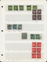 1945-1949年台灣老台幣時期普票郵集1部:共有展頁57頁,貼有各種老台幣新.舊票649枚,有詳分版式.齒度.廠銘.變體等研究,還有許多台灣期郵戳全戳,重點有(1)常台2.烈士加蓋30錢舊票,有水印組外品;(2)常台4.國父像農作物限台灣貼用3元及5元舊票,折白變體;(3)常台5.國父像農作物一版限台灣貼用50元舊票4方連,折白變體;(4)常台10.國父像梅花版限台20萬元舊票4枚;源自日本知名集郵家水源明窗舊藏,詳情請於本公司網站預覽(Page 179)