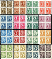 常台5.常台8.國父像農作物一二版「限臺灣貼用」16全4方連,VF