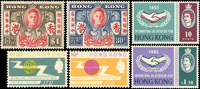 香港新票3套:(1)1946年勝利和平2全;(2)1965年國際電訊百年2全;(3)1965年國際合作節2全;原膠未貼,均勻微黃,F-VF(Page 226)