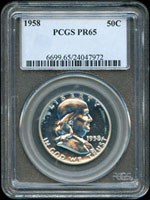 美國(AMERICA)1958年富蘭克林像HALF DOLLAR銀幣,PCGS PR65(Page 52)