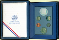 美國(AMERICA)1987年憲法200周年紀念尊貴版精鑄套幣,含:1美分~半美元計5枚流通幣及1枚ONE DOLLAR紀念銀幣(約重26.73克),原裝盒,證書,PROOF(Page 52)
