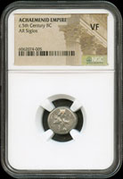 公元前五世紀波斯銀幣4枚,分別為NGC F(Fine),Ch F(Choice Fine) 2枚,VF(Very Fine);這是波希戰爭到伯羅奔尼薩戰爭時代希臘世界的主要貨幣之一,流通於愛琴海東岸地區(Page 57)