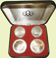 加拿大(CANADA)1976年蒙特羅奧運紀念銀幣4枚一套,分別重48.6克,48克,24克,23.8克,原盒裝(其中一枚壓克力盒蓋膠帶黏貼),UNC(Page 58)