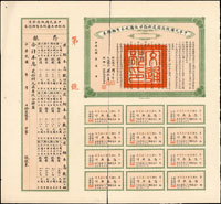 民國3年『中華民國政府發還浙路卄伍圓股本有期證券』含息票二件,數摺多處裂開,部份背面膠帶固定,品次(Page 82)