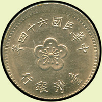 台灣銀行蘭花圖1元鎳幣,光邊3枚,含民國64年2枚(其中1枚正面黏污),民國61年1枚;另民國49年齒邊1枚,共4枚,均正.背面弦月型小移位變體,VF-XF(Page 31)