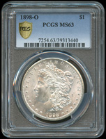 美國1898年摩根1元銀幣,O記,PCGS MS63(Page 45)