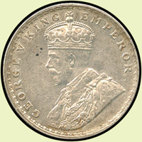 外國銀幣2枚:(1)英屬印度1920年喬治五世1盧比銀幣(91.7%),重11.8克,XF+;(2)紐西蘭1937年奇異鳥1 FLORIN銀幣(50%),重11克,XF(Page 47)