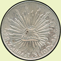 墨西哥(MEXICO)1884年鷹洋ZS版8R銀幣,XF(Page 48)