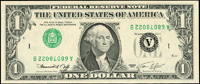 美國(AMERICA)1974年華盛頓像1美元,正面字軌.號碼.發行銀行(A)徽記.排列序(1)記均加蓋倒蓋變體,少見,95新;附正常票比對(Page 110)