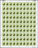 常109.無面值郵票2全一大全張100套,原膠折版,總面值共計NT$2300元,VF