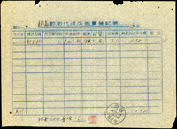 1952年綠島郵局代收廣告費登記表1張,簽用,銷台灣綠島(儲匯)41.8.14戳;有裝訂孔,源自檔案