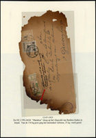 失事封:1935年印尼寄荷蘭航空掛號封,貼票2枚銷荷屬東印度萬隆Bandoeng7月12日戳,運送中荷航KLM DC-3飛機於7月17日在伊朗西部布什爾Bishire失事,封正面有布什爾郵局手寫的註記;附相關資料二頁  註:林茂興老師舊藏