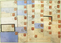 英國1855~1879年貼紅便士有齒實寄封共43封,票戳俱全,部份封微污或微破損,少數有釘孔(Page 232)