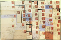英國1857~1877年貼紅便士有齒實寄封共55封,票戳俱全,部份封微污或封口微損(Page 233)