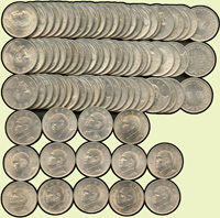 台灣銀行蔣像5元鎳幣85枚,包括:民國59年2枚;民國61年5枚;民國62年22枚;民國63年49枚;民國64年2枚;民國65年枚,XF-AU(Page 23)