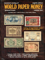 《WORLD PAPER MONEY 》世界紙幣圖錄(1650-1960年)第八版第二卷精裝本,黑白印刷,內頁微斑點,重約2250克(Page 92)