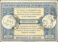 國際回郵券面值$6.5 PIASTRES四張,分別蓋銷售戳 VIET NAM1958或1960年,使用戳銷基隆1961年(Page 177)