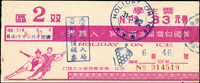 早期票證:(1)1956年台北市大安區里民大會暨里動員月會出席證(10.6*7.4cm),已使用;(2)1962年美國白雪溜冰團公演入場券(15*6.3cm),已使用(Page 128)