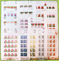 花卉郵票-室內盆花.草本花.木本花.藤本花.球根花.賀歲花新票版張各2版,總面值共計NT$8640元,微斑點,VF-F