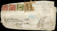 1928年上海寄美國包裹布袋實寄一件,貼二版帆船4分1枚.2角2枚,銷上海1928.7.27,美國紐約1928.8.30,及1928.SEP.2到達戳(地名模糊)(Page 128)