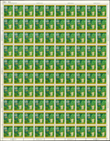 紀133.第十屆世界氣象節紀念新票2全一全張100套,原膠折版,原廠機器壓痕,均勻淡黃,VF-F(Page 181)