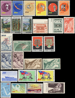 民國46~49年台灣郵票34套不同,缺總統府,一.二版莒光樓,古畫(一)成全年度,無小全張,其中國際自由工會聯合會成立十週年.世界童子軍50週年.台北版航空改值.平版地圖背淡黃或少數齒淡黃,其餘VF;歡迎至官網瀏覽全貌(Page 199)