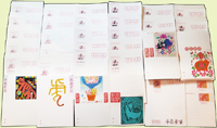 台灣近期生肖郵資片一組,均未使用,包括:1994年豬年2.5元384片,1997年虎年2.5元210片,1991年猴年2.5元11片,2016年猴年2.5元5片,部分側邊黃漬,VF-F(Page 215)