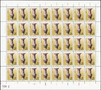 T166.景德鎮瓷器新票6全三全張,共120套,原膠挺版,約半數背面局部齒緣淡黃,VF-F