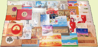 新中國近期郵品一組,包括:(1)小型張雙連張4版,含:改革開放30周年.2009世界集郵展覽.上海世博園.第27屆亞洲國際郵展;(2)2016~2018年猴.雞.狗小冊各1本;(3)小型張101枚,含:唐卡.諸葛亮.西遊記(一.三).包公.中國人民抗日戰爭暨世界反法西斯戰爭勝利70周年.紅樓夢.玄奘.2016亞洲國際郵展.上海迪士尼.揮扇仕女圖.中國夢-人民幸福.浴馬圖.中國夢-民族振興.中國第13屆運動會.中國人民解放軍建軍90周年.恐龍.中國高速鐵路發展成就.張騫.屈原.中華人民共和國成立70周年.高逸圖.魯班.中國2019世界集郵展覽.改革開放40周年.中國共產黨第19次全代會等等,品種豐富多重複,少數軟印痕,無黃斑,多數保存佳,VF-F;歡迎至官網瀏覽全貌(Page 233)