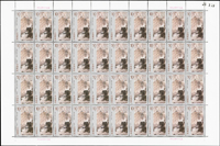 1994-14.傅抱石作品選新票6全二全張,共80套,原膠挺版,(6-3)(6-4)(6-5)各1版背面1~2個原紙雜點,VF