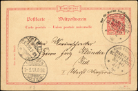 1898年德國鷹圖10芬尼郵資片寄國內,銷1898.4.2德國艦艇軍郵戳,旁銷霍爾斯坦農場1898.5.2到戳(Page 236)