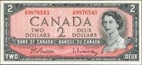 加拿大(CANADA)1954年英女王像2元,小趣味號:I/R9876543,全新 註:日本資深藏家山崎 修之亮藏品,2000年著作『百年一遇』書中第28頁原件(Page 67)