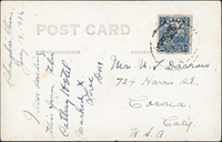 風景片實寄3片:(1)上海外灘黑白片,貼農穫15分1枚,銷上海6.13.36,寄美國;(2)上海南京路彩色片,貼帆船3枚計2.5分,銷上海5.5.33,寄日本;(3)上海外灘公園彩色片,貼帆船票2枚計6分,銷上海英中腰框戳,寄荷蘭(Page 35)