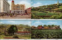 漢口風景片8片,含:漢口市街江漢路雙聯片(僅存1/4相連),漢口日清汽船公司,漢陽古琴台全景,武昌洪山寶通寺全景,武昌抱氷堂全景.湖北省漢口農民風俗,正金銀行漢口支店,大漢口近代都市設備,漢口中山公園,(Page 50)