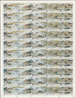 專53.清明上河圖古畫新票7全二全張,共30套,原膠折版,其中5元.8元特寫背面少許淡斑點,無嚴重黃斑,整體品像尚佳,VF-F(Page 84)