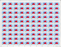 航19.航空(69年版)新票3全一大全張100套,原膠折版,12元背面輕微沾染正面紅色墨跡,7元背面對摺處輕微淡黃,VF-F(Page 98)