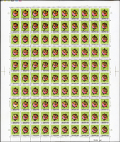 專167.二輪雞新票2全一大全張100套,原膠折版,6元正面左下角2枚局部漏粉紅色套色,VF(Page 98)