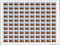 紀181.鐵路百週年紀念新票2全一全張100套,原膠折版,無黃斑,14元左下角二道壓痕,VF-F(Page 98)