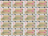 資常9.故宮古畫-清惲壽平牡丹郵資票,包括綠色.黑色.紅色打印各10枚,共30枚,含NT$10元~NT$100元,總面值共計NT$1650元,VF