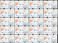 郵資票:(1)資常10.祥龍樣票20枚,VF;(2)資常3.二版中正紀念堂NT$1元裁切未完全8連,VF;(3)資常4.台灣黑熊NT$5元未裁切10連,VF(Page 118)