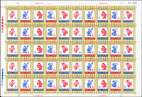 新中國早期郵票:(1)編86-90.兒童歌舞5全1版,共10套新票,原膠折版,對摺處齒微斷開,VF;(2)紀29.中華人民共和國第一屆全國人民代表大會2全10方連新票,帶邊紙,VF(Page 131)