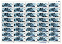 T53.桂林山水新票8全一全張40套,原膠折版,無黃斑,其中(8-2)(8-3)背面輕微沾染張號墨痕,(8-1)一道橫軟印痕,(8-8)(8-6)(8-5)有1~2個原紙雜點,VF-F(Page 134)