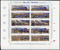 南非1997年藍色列車無面值郵票小版10版,另其紀念張99枚,VF