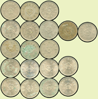 台灣銀行蘭花圖1元鎳幣176枚,含:民國49年1枚,民國61年3枚,民國62年51枚,民國63年108枚,民國64年8枚,民國65年5枚,少數VF,多數AU-UNC