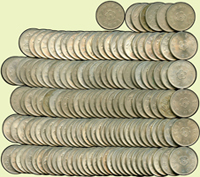 台灣銀行蘭花圖1元鎳幣149枚,含:民國59年29枚,民國60年1枚,民國61年26枚,民國62年64枚,民國63年23枚,民國64年6枚,VF-UNC