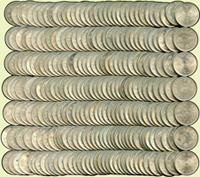 台灣銀行民國63年蘭花圖1元鎳幣250枚,XF-BU