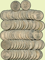 台灣銀行蔣像10元鎳幣155枚,含:民國70年2枚,民國72年69枚,民國73年84枚,XF-UNC