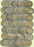 台灣銀行總統府圖50元雙色銅鎳幣129枚,含:民國85年101枚(開門幣),民國86年28枚,AU-UNC