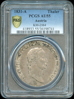 奧地利(Austria)1831年弗朗茨一世大型泰勒銀幣,A記,PCGS AU55金盾(Page 33)